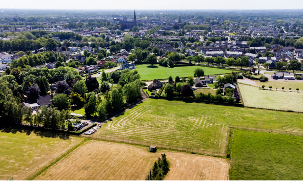 Overview Etten-Leur met een deel van het gebied Haansberg