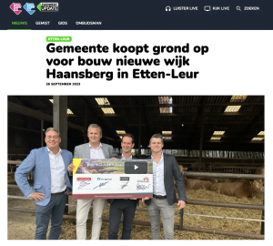 Streekomroep ZuidWest videojournaal en artikel Haansberg tekenmoment 25 september 2023