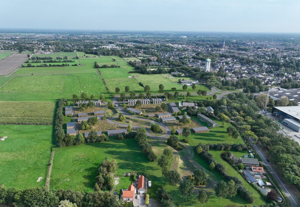 Prachtige sfeerimpressie van de tijdelijke woonbuurt Veldbloemenhof in Haansberg Etten-Leur