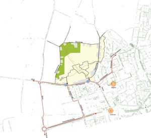 Totaaloverzicht wijk Haansberg in gemeente Etten-Leur op een overzichtelijke kaart met straatduidingen.