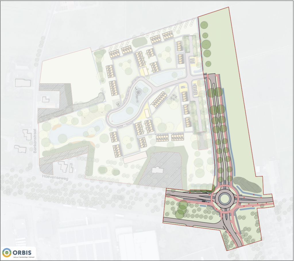 Schets rotonde Hoevenseweg-Kattestraat van Orbis.